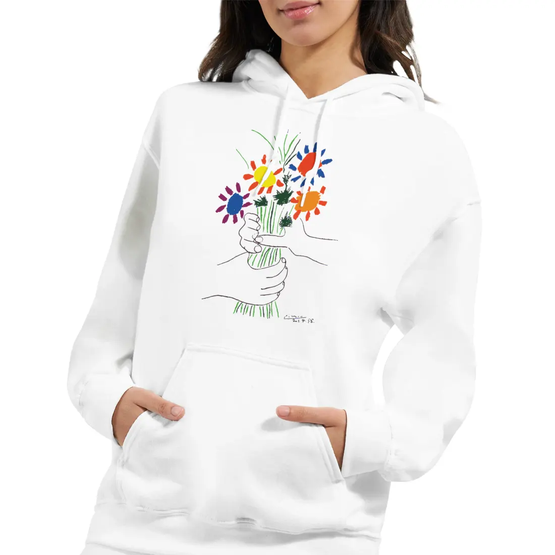 Picasso Bouquet of Peace 1958 Artwork Unisex Hoodie by Art-O-Rama Shop