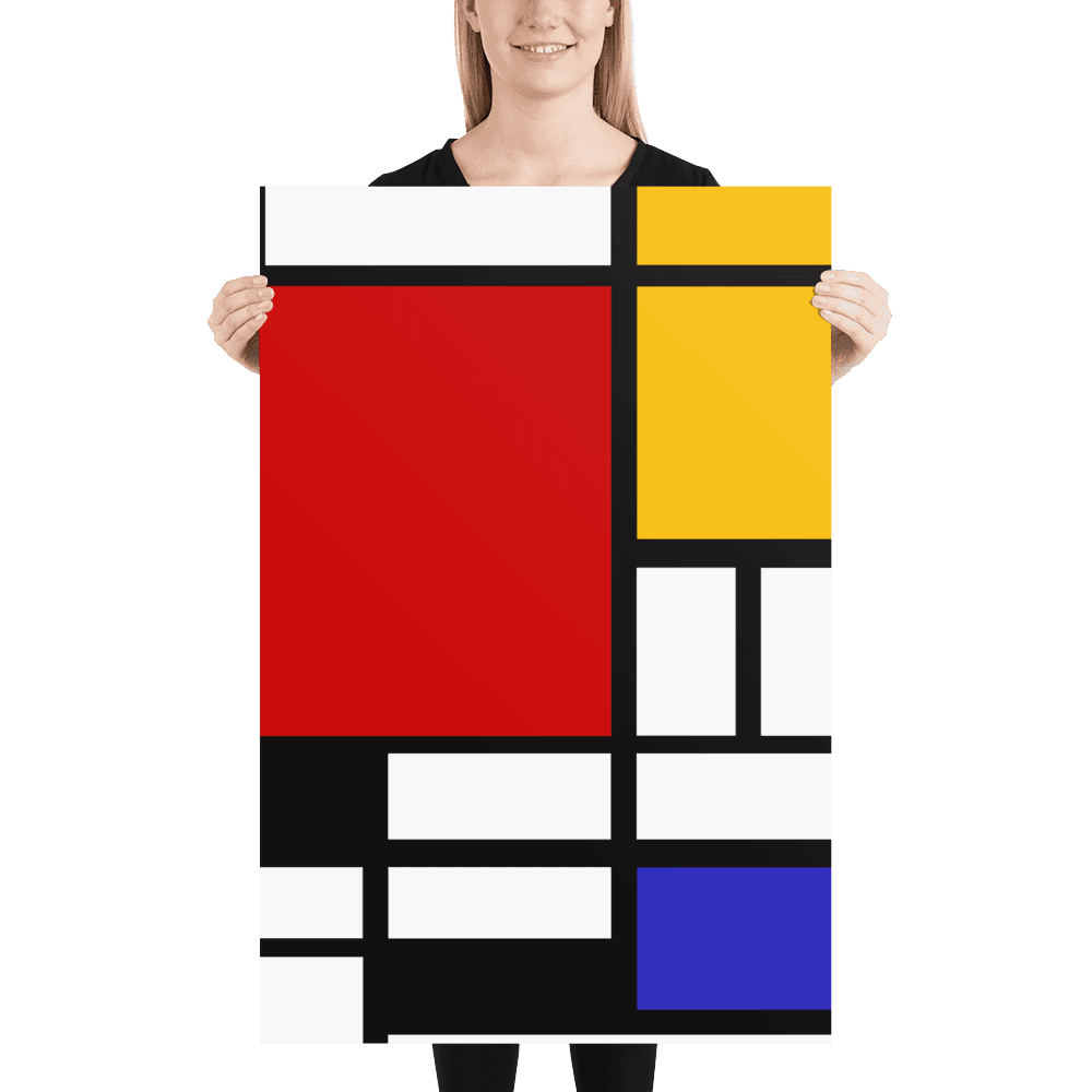 Piet Mondrian Composition with Red, Yellow, and Blue 1942 artwork poster by Art-O-Rama Shop