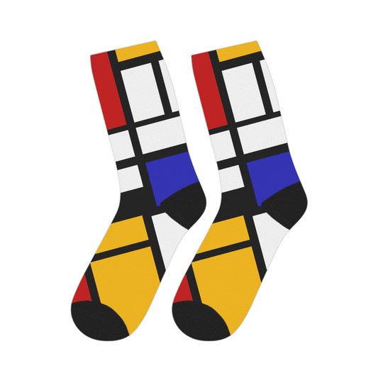 Piet Mondrian - Composition with Red, Yellow, and Blue - 1942 Artwork Socks by Art-O-Rama Shop