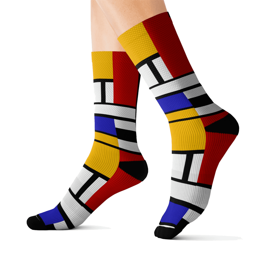 Piet Mondrian - Composition with Red, Yellow, and Blue - 1942 Artwork Socks by Art-O-Rama Shop