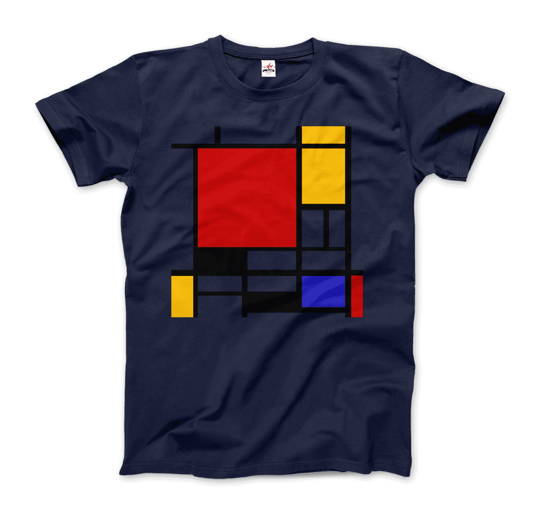 Piet Mondrian Composition with Red, Yellow, and Blue 1942 artwork t-shirt by Art-O-Rama Shop
