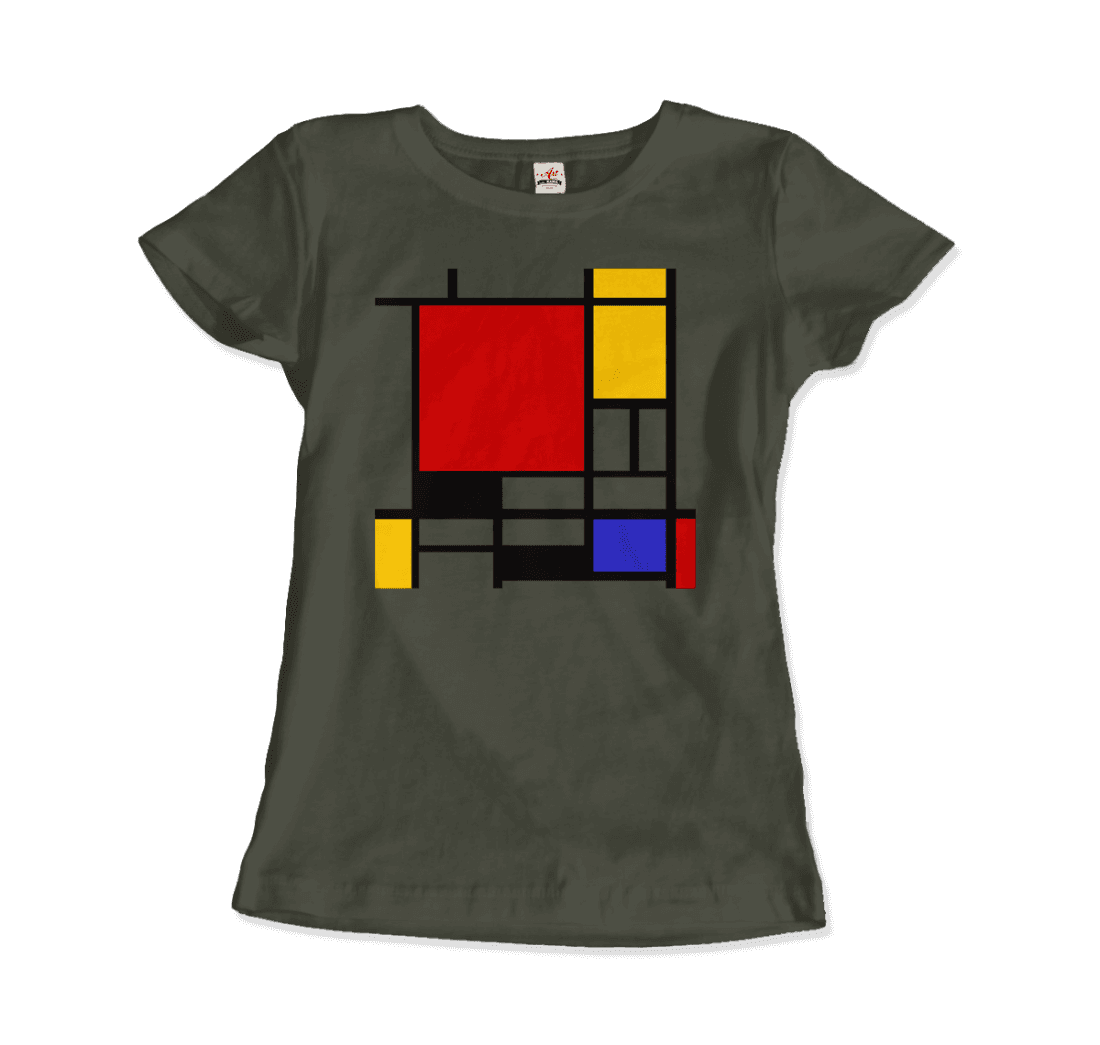 Piet Mondrian Composition with Red, Yellow, and Blue 1942 artwork t-shirt by Art-O-Rama Shop