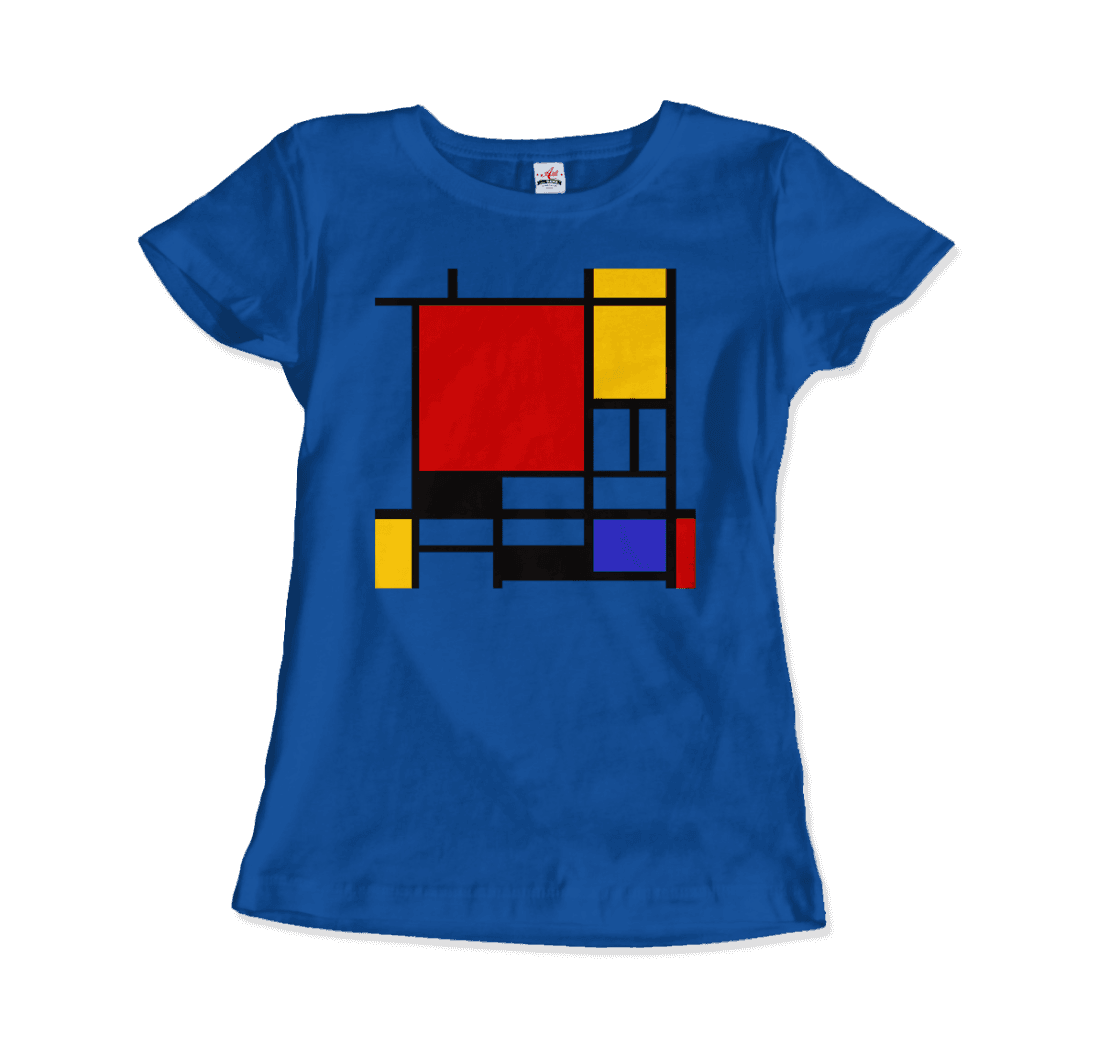 Piet Mondrian Composition with Red, Yellow, and Blue 1942 artwork t-shirt by Art-O-Rama Shop