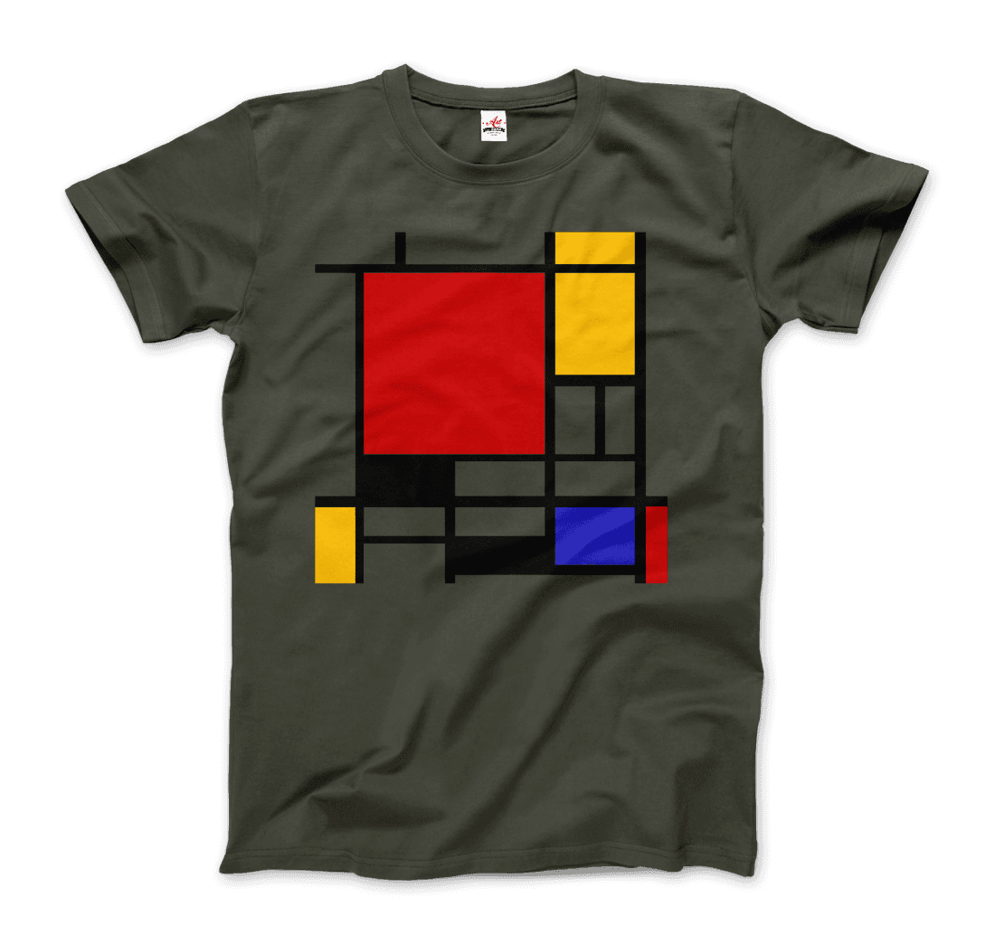 Piet Mondrian Composition with Red, Yellow, and Blue 1942 artwork t-shirt by Art-O-Rama Shop