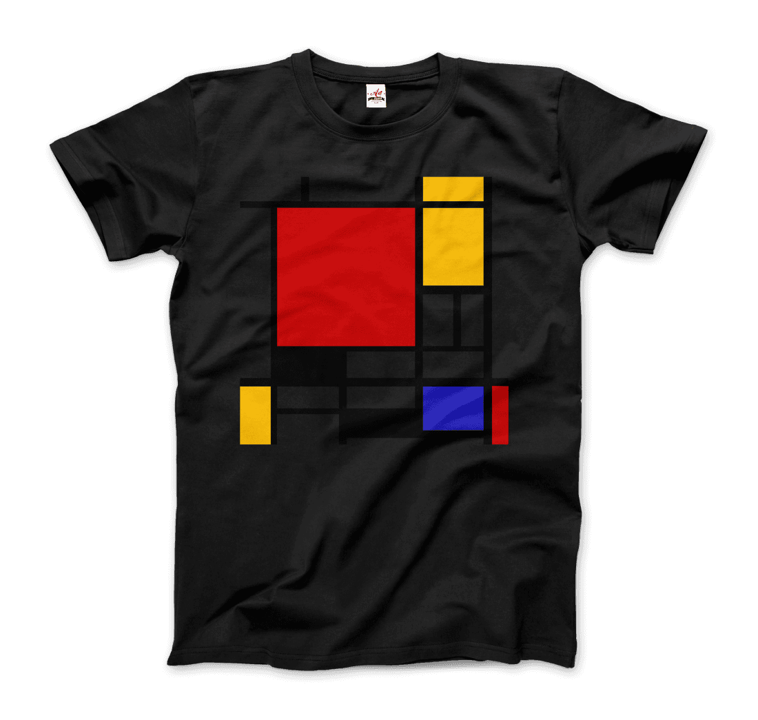 Piet Mondrian Composition with Red, Yellow, and Blue 1942 artwork t-shirt by Art-O-Rama Shop