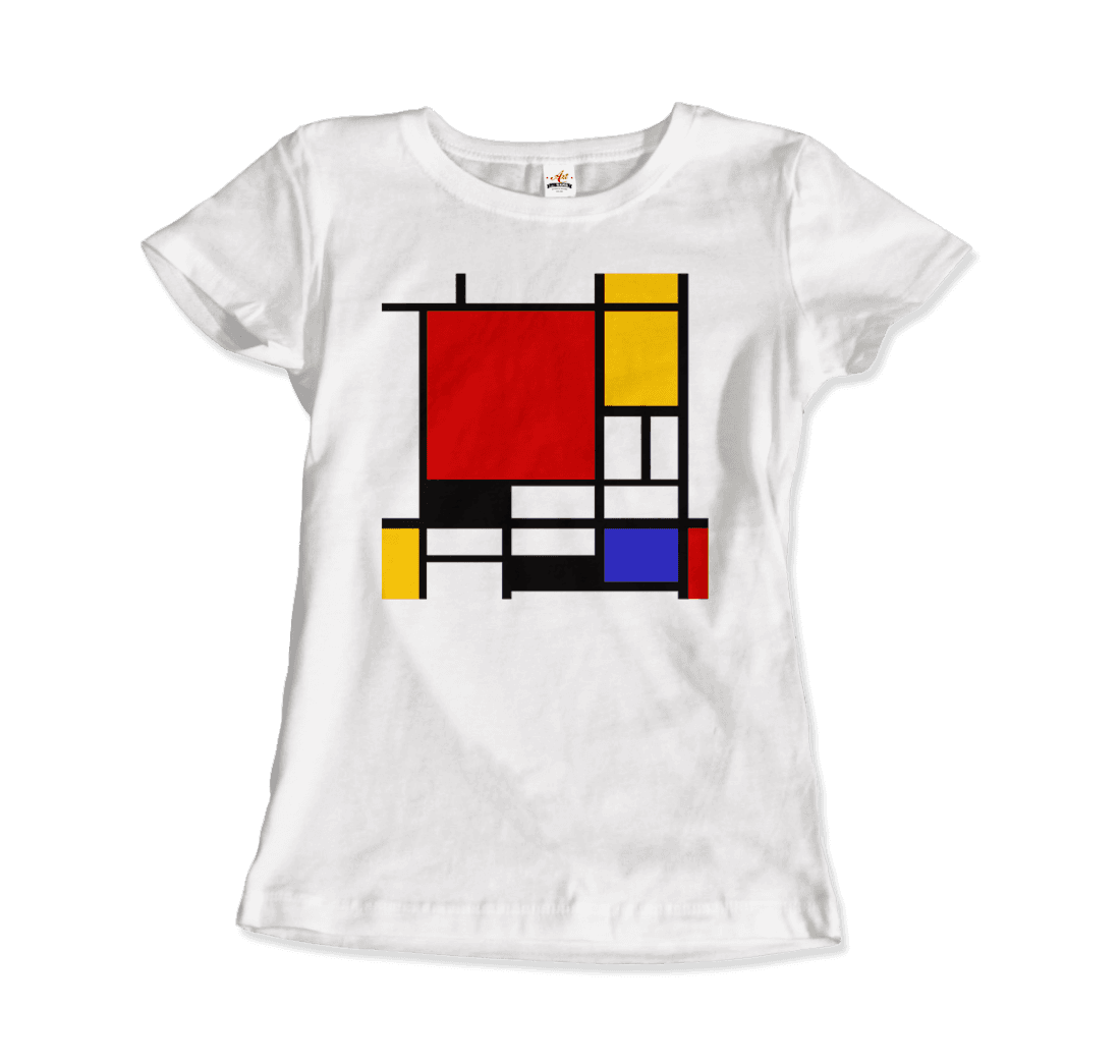 Piet Mondrian Composition with Red, Yellow, and Blue 1942 artwork t-shirt by Art-O-Rama Shop