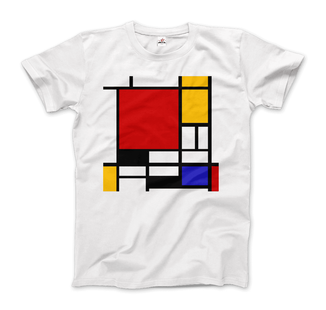 Piet Mondrian Composition with Red, Yellow, and Blue 1942 artwork t-shirt by Art-O-Rama Shop