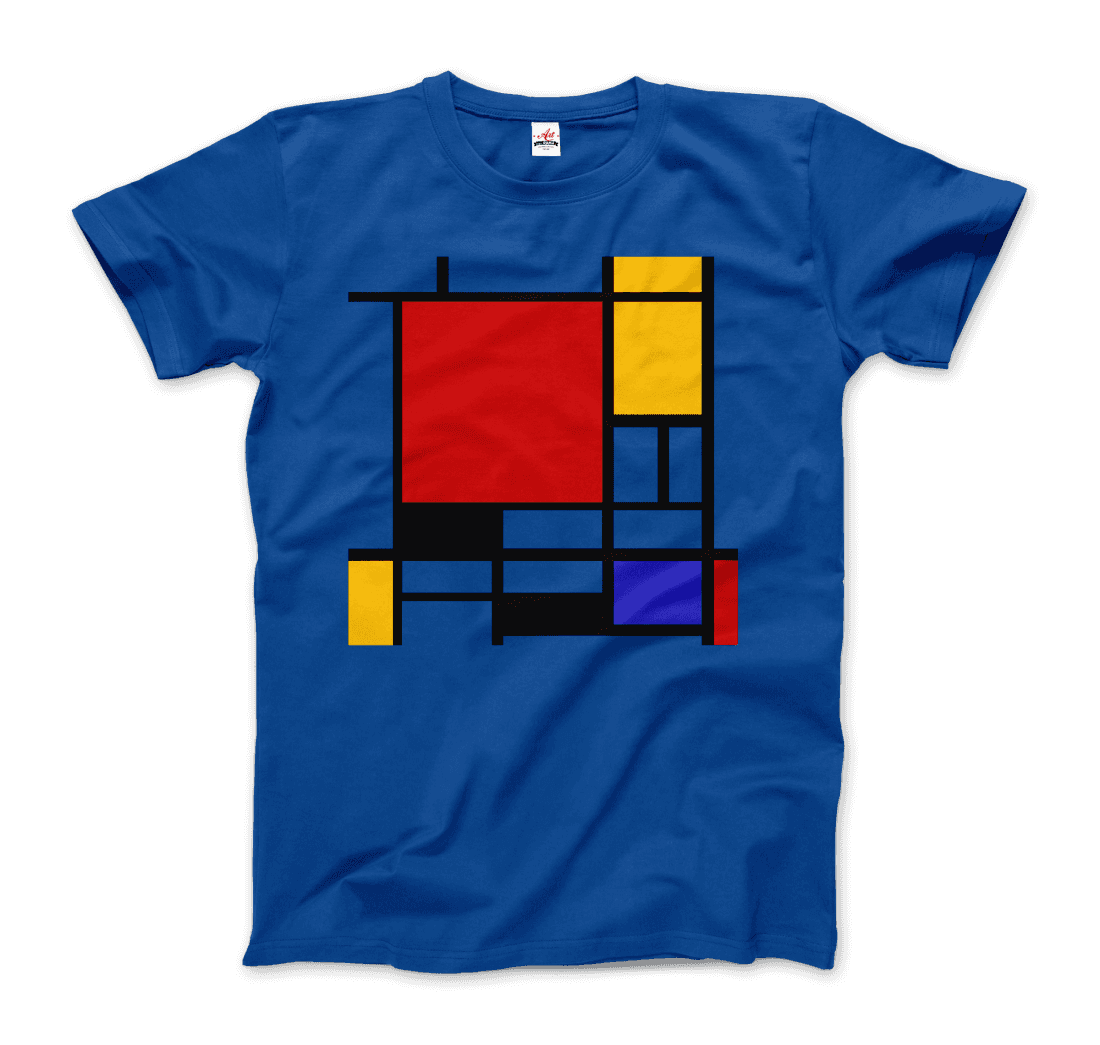 Piet Mondrian Composition with Red, Yellow, and Blue 1942 artwork t-shirt by Art-O-Rama Shop