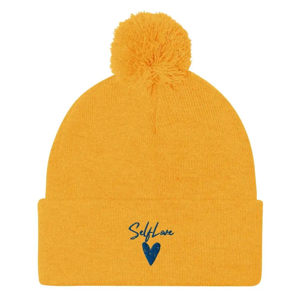 Self Love - Pom-Pom Beanie - Winter Beanie with Embroidery by Maiden-Art