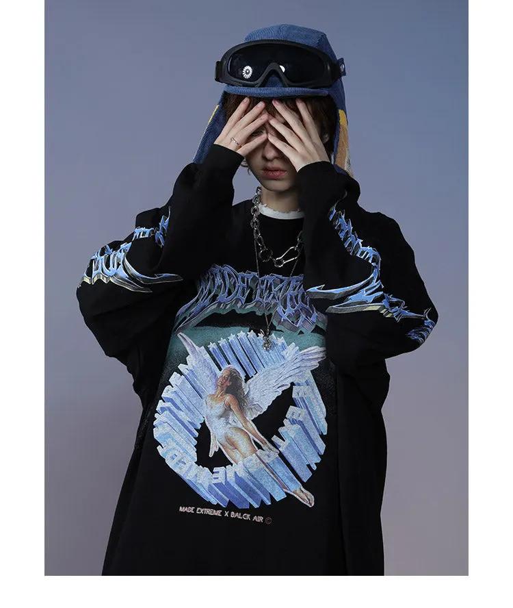 Men Hip Hop T Shirt Streetwear Retro Angel Print Harajuku Tshirt by Vimost Shop