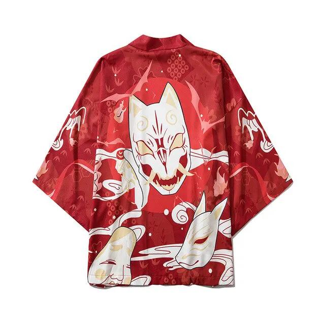 Japan Style Clothes Men Summer Streetwear Cat Print Kimono Cardigan Mandarin Robe Men Unisex Japanese Trend Kimonos by Vimost Shop