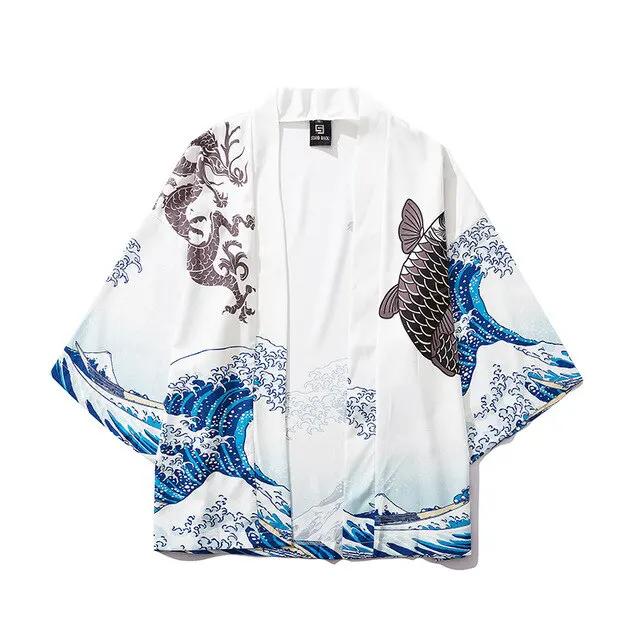 Japan Style Clothes Men Summer Streetwear Cat Print Kimono Cardigan Mandarin Robe Men Unisex Japanese Trend Kimonos by Vimost Shop