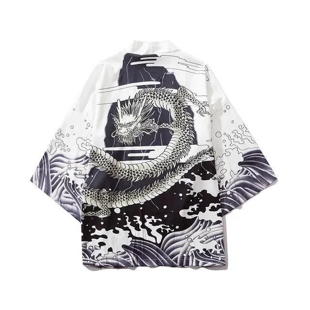 Japan Style Clothes Men Summer Streetwear Cat Print Kimono Cardigan Mandarin Robe Men Unisex Japanese Trend Kimonos by Vimost Shop