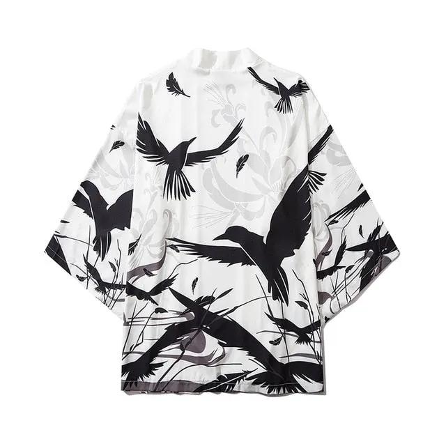 Japan Style Clothes Men Summer Streetwear Cat Print Kimono Cardigan Mandarin Robe Men Unisex Japanese Trend Kimonos by Vimost Shop