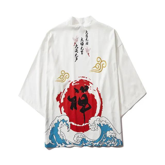 Japanese Demon Kimono Men Cardigan Shirt Yukata Man Haori Obi Clothes Tradition Clothing Male China Kimono Robe by Vimost Shop