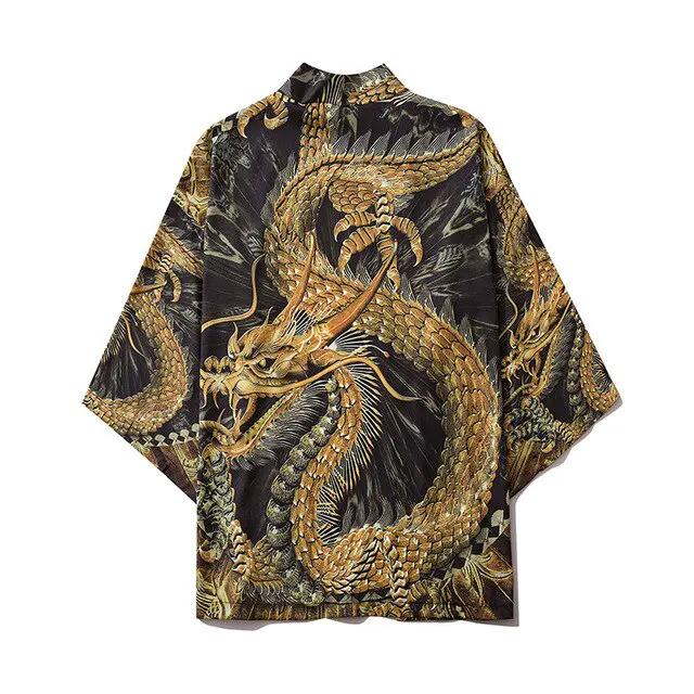 Japanese Demon Kimono Men Cardigan Shirt Yukata Man Haori Obi Clothes Tradition Clothing Male China Kimono Robe by Vimost Shop