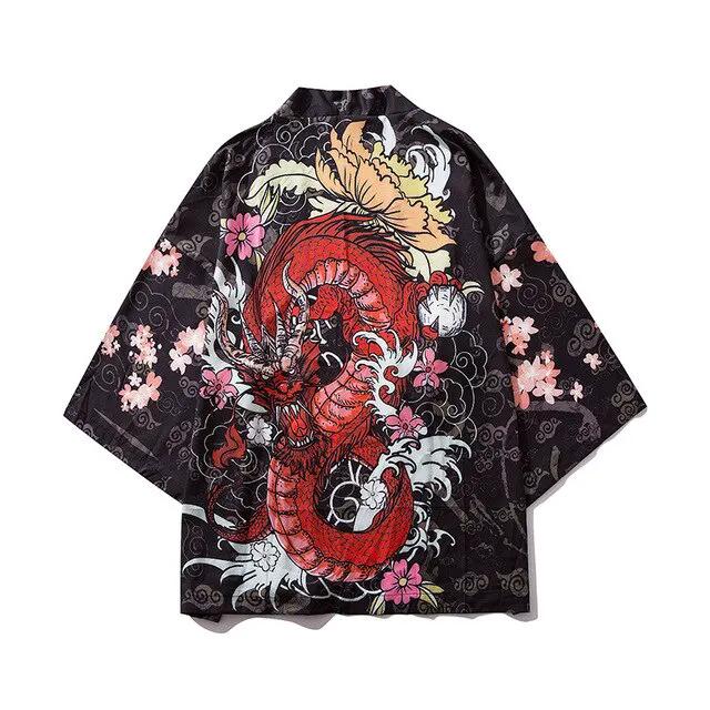 Japanese Demon Kimono Men Cardigan Shirt Yukata Man Haori Obi Clothes Tradition Clothing Male China Kimono Robe by Vimost Shop