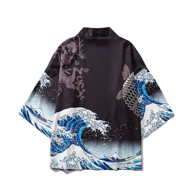 Japanese Demon Kimono Men Cardigan Shirt Yukata Man Haori Obi Clothes Tradition Clothing Male China Kimono Robe by Vimost Shop