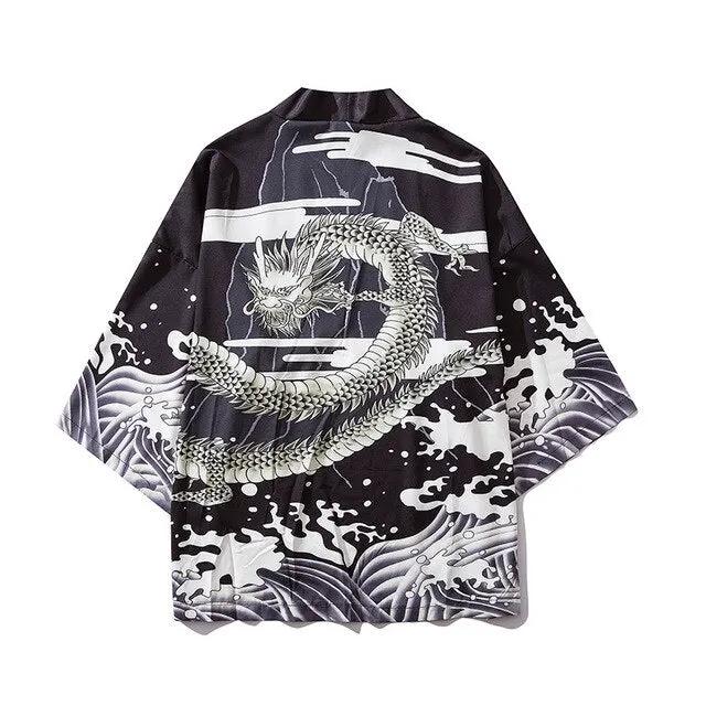 Japanese Demon Kimono Men Cardigan Shirt Yukata Man Haori Obi Clothes Tradition Clothing Male China Kimono Robe by Vimost Shop