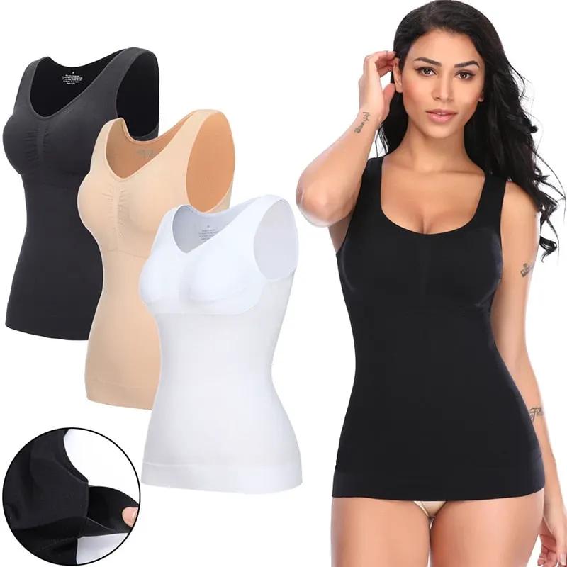 Tank Tops for Women with Built in Bra Shelf Bra Casual Wide Strap Basic Camisole Sleeveless Top Shaper with Removable Bra by Vimost Shop