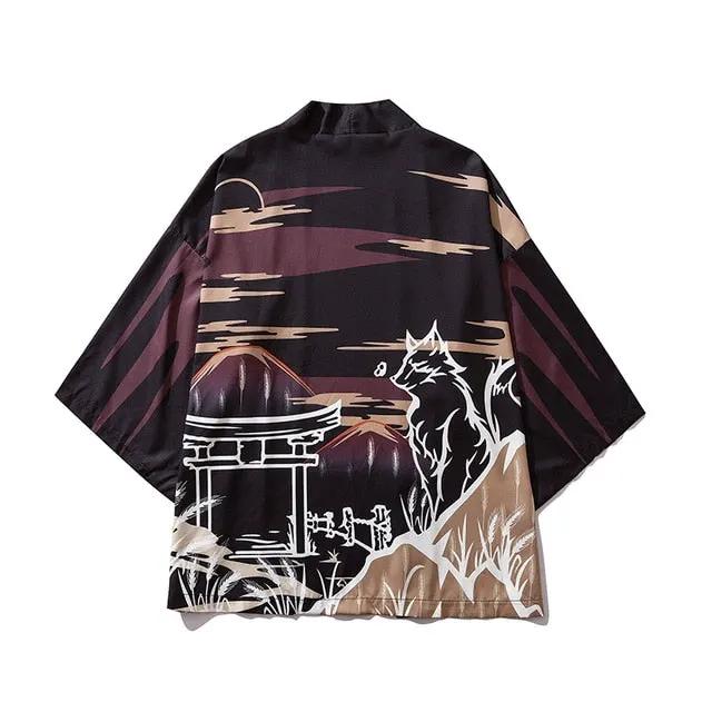 Male Kimono Cardigan Japanese Kimono Men Cardigan Shirt Blouse Yukata Men Haori Obi Traditional Samurai Clothing by Vimost Shop
