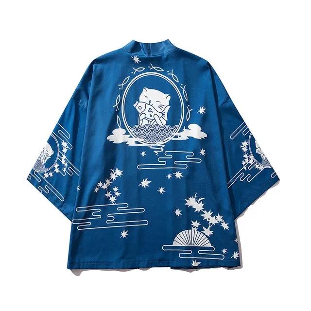 Male Kimono Cardigan Japanese Kimono Men Cardigan Shirt Blouse Yukata Men Haori Obi Traditional Samurai Clothing by Vimost Shop
