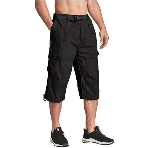 Men Tactical Capri Pants Military Cotton 3/4 Below Knee Trousers Army Airsoft Paintball Elastic Waist Cargo Work Pants by Vimost Shop