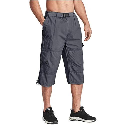 Men Tactical Capri Pants Military Cotton 3/4 Below Knee Trousers Army Airsoft Paintball Elastic Waist Cargo Work Pants by Vimost Shop