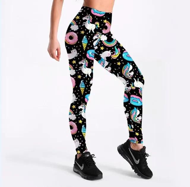 Womens Cartoon Ice Cream God Horse Leggings Print Fitness Legging Sexy Silm Leging Star Stretch Pants by Vimost Shop