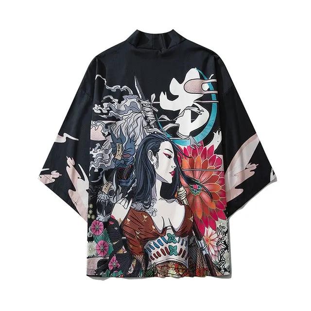 Japanese Style Cat Samurai Kimono Streetwear Men Women Cardigan Japan Harajuku Anime Robe Anime Clothes by Vimost Shop