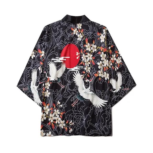 Japanese Style Cat Samurai Kimono Streetwear Men Women Cardigan Japan Harajuku Anime Robe Anime Clothes by Vimost Shop