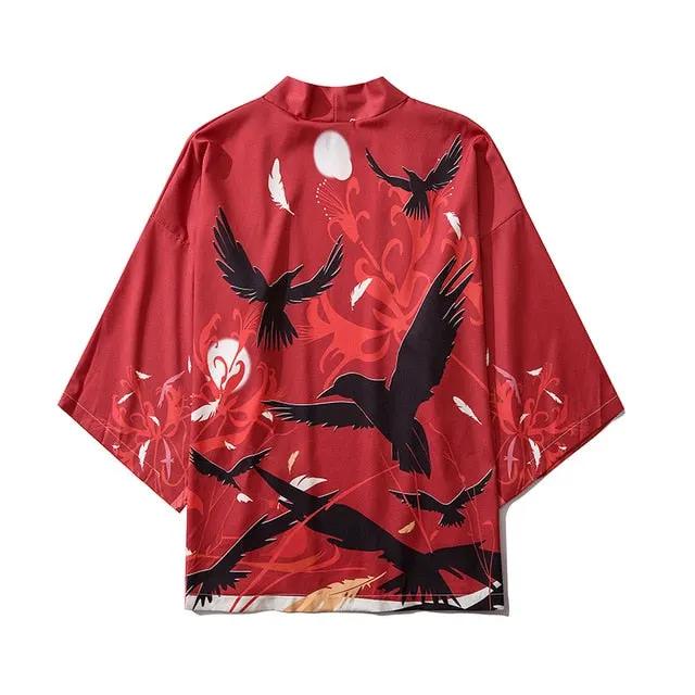 Japanese Style Cat Samurai Kimono Streetwear Men Women Cardigan Japan Harajuku Anime Robe Anime Clothes by Vimost Shop