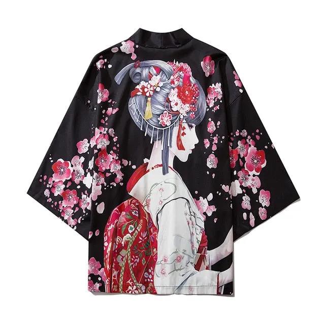 Japanese Style Cat Samurai Kimono Streetwear Men Women Cardigan Japan Harajuku Anime Robe Anime Clothes by Vimost Shop