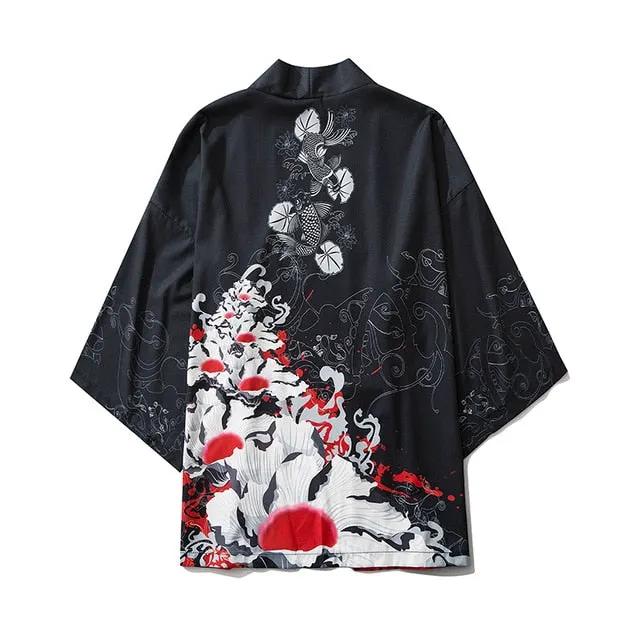 Japanese Style Cat Samurai Kimono Streetwear Men Women Cardigan Japan Harajuku Anime Robe Anime Clothes by Vimost Shop
