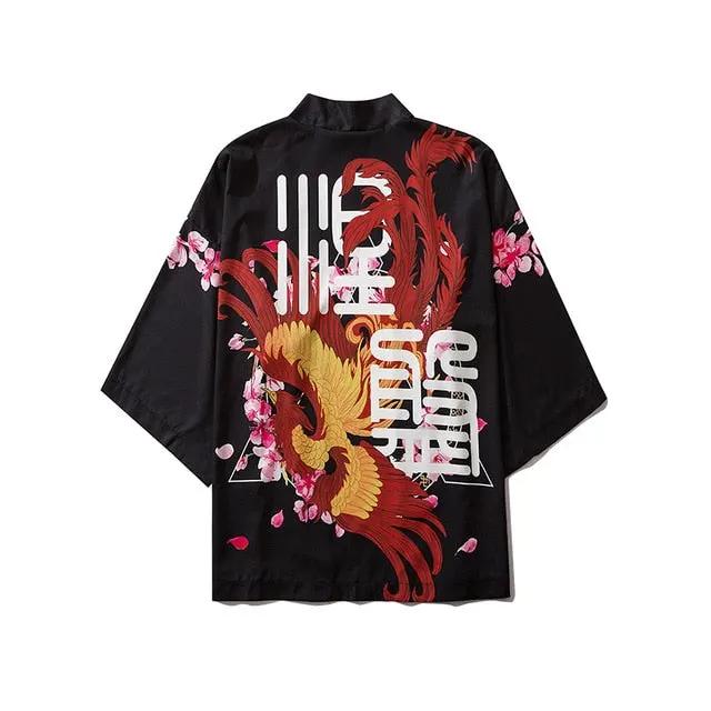 Japanese Style Cat Samurai Kimono Streetwear Men Women Cardigan Japan Harajuku Anime Robe Anime Clothes by Vimost Shop