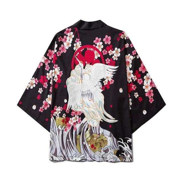 Japan Streetwear Man Beach Kimono Cardigan Cosplay Shirt Blouse for Men Unisex Japanese Yukata Kimonos by Vimost Shop
