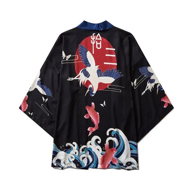 Japan Streetwear Man Beach Kimono Cardigan Cosplay Shirt Blouse for Men Unisex Japanese Yukata Kimonos by Vimost Shop