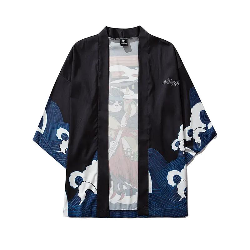 Men Women Chinese Style Anime Panda Samurai Kimono Streetwear Cardigan Japanese Robe Female Clothing by Vimost Shop