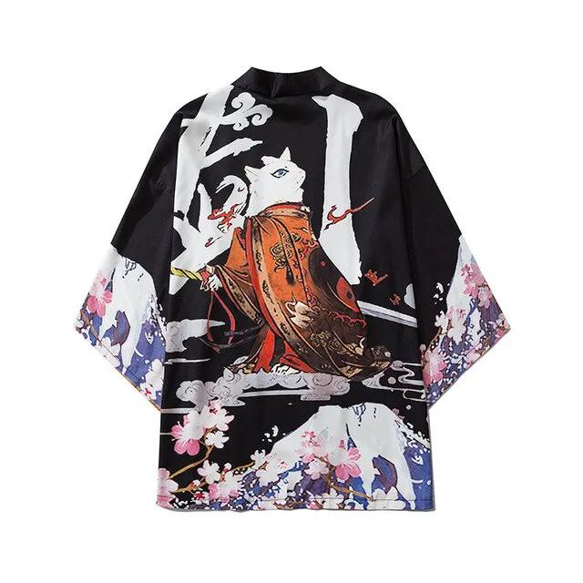 Men Women Chinese Style Anime Panda Samurai Kimono Streetwear Cardigan Japanese Robe Female Clothing by Vimost Shop