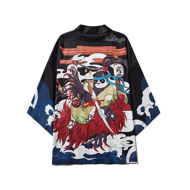 Men Women Chinese Style Anime Panda Samurai Kimono Streetwear Cardigan Japanese Robe Female Clothing by Vimost Shop