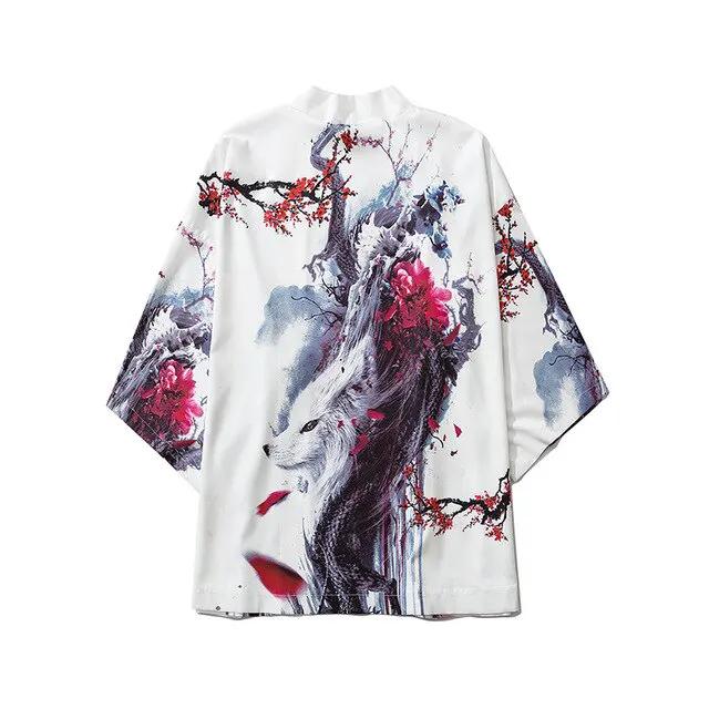 Men Women Chinese Style Anime Panda Samurai Kimono Streetwear Cardigan Japanese Robe Female Clothing by Vimost Shop