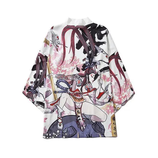 Men Women Chinese Style Anime Panda Samurai Kimono Streetwear Cardigan Japanese Robe Female Clothing by Vimost Shop