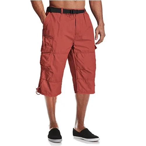 Men Tactical Capri Pants Military Cotton 3/4 Below Knee Trousers Army Airsoft Paintball Elastic Waist Cargo Work Pants by Vimost Shop