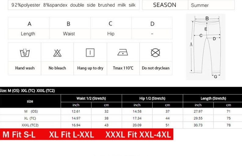 Women Capri Leggings Plus Size High Waist Elastic 220gsm Double Side Brushed Milk Silk Pants Mid-Calf Trousers Fou Summer by Vimost Shop
