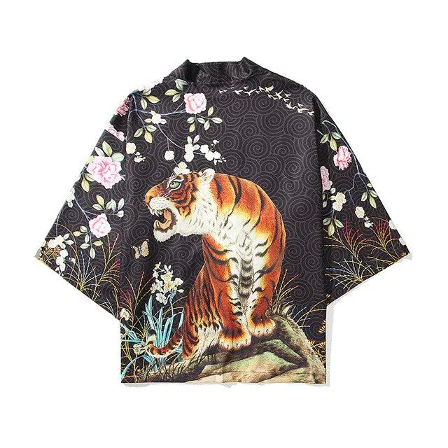i Japanese Style Anime Tiger Cardigan Kimono Cosplay Harajuku Women Men Yukata Streetwear White Traditional Robe Tops by Vimost Shop