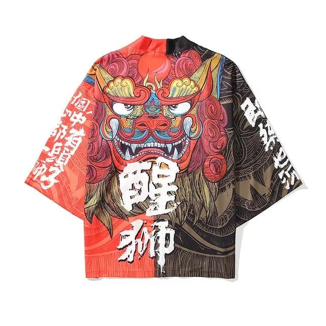 i Japanese Style Anime Tiger Cardigan Kimono Cosplay Harajuku Women Men Yukata Streetwear White Traditional Robe Tops by Vimost Shop