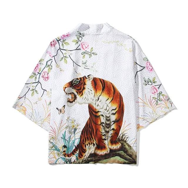 i Japanese Style Anime Tiger Cardigan Kimono Cosplay Harajuku Women Men Yukata Streetwear White Traditional Robe Tops by Vimost Shop