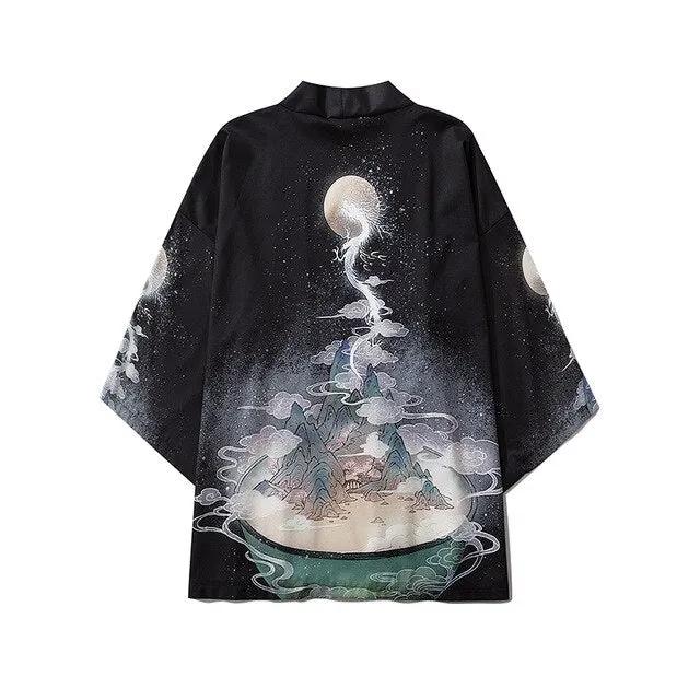 Japanese Crane Kimono Women Cardigan Yukata Fashion Men Haori Obi Clothing Asian Shirt National Tradition Clothes by Vimost Shop