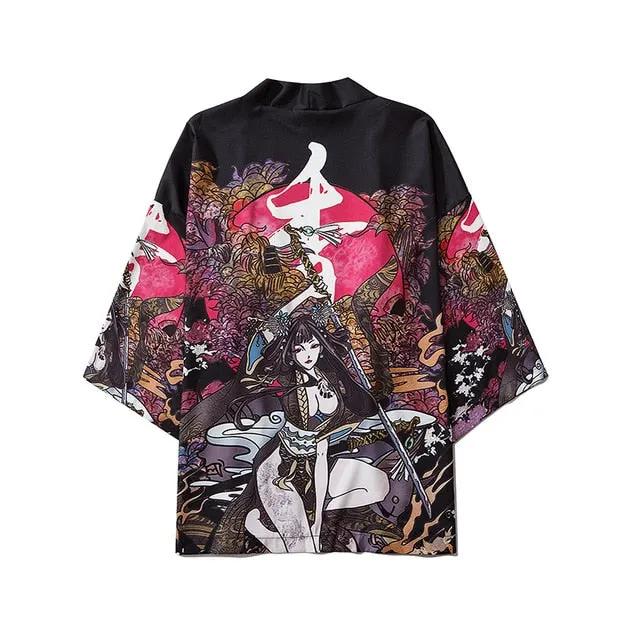 Japanese Crane Kimono Women Cardigan Yukata Fashion Men Haori Obi Clothing Asian Shirt National Tradition Clothes by Vimost Shop