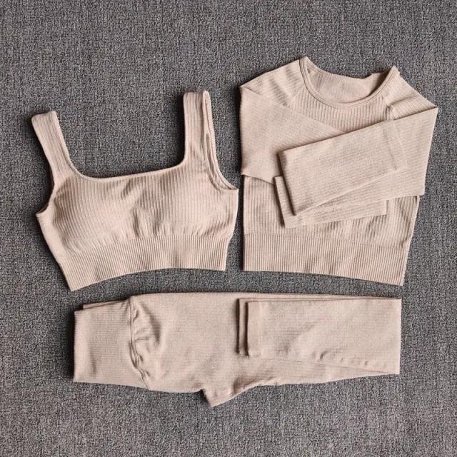 Yoga Set Seamless Women's Sportswear Workout Clothes Athletic Wear Gym Legging Fitness Bra Crop Top Long Sleeve Sports Suits by Vimost Shop